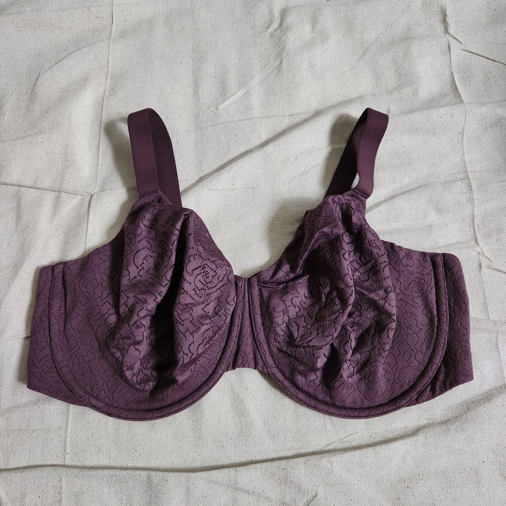 Wacoal Inside Job Underwire Bra 855345 40G Plum Lace Full Coverage Support